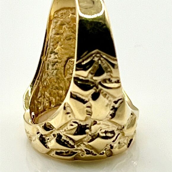 14k Gold Nugget Coin Bezel Ring (coin not included) - Picture 4 of 9